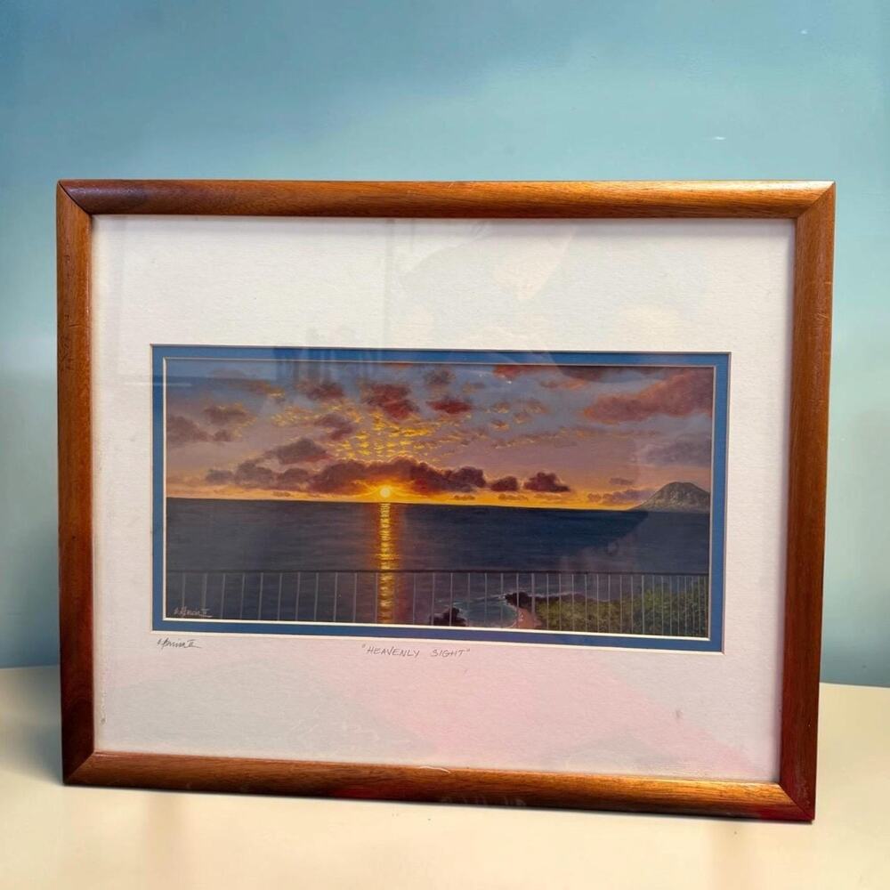 Heavenly Sight Hawaiian Seascape Print by Edgardo Garcia II Koa Wood Frame